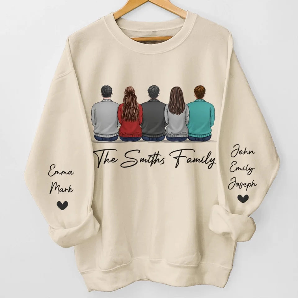 Christmas Adds To The Warmth Of Family Love - Family Personalized Custom Unisex Sweatshirt With Design On Sleeve - Christmas Gift For Family Members