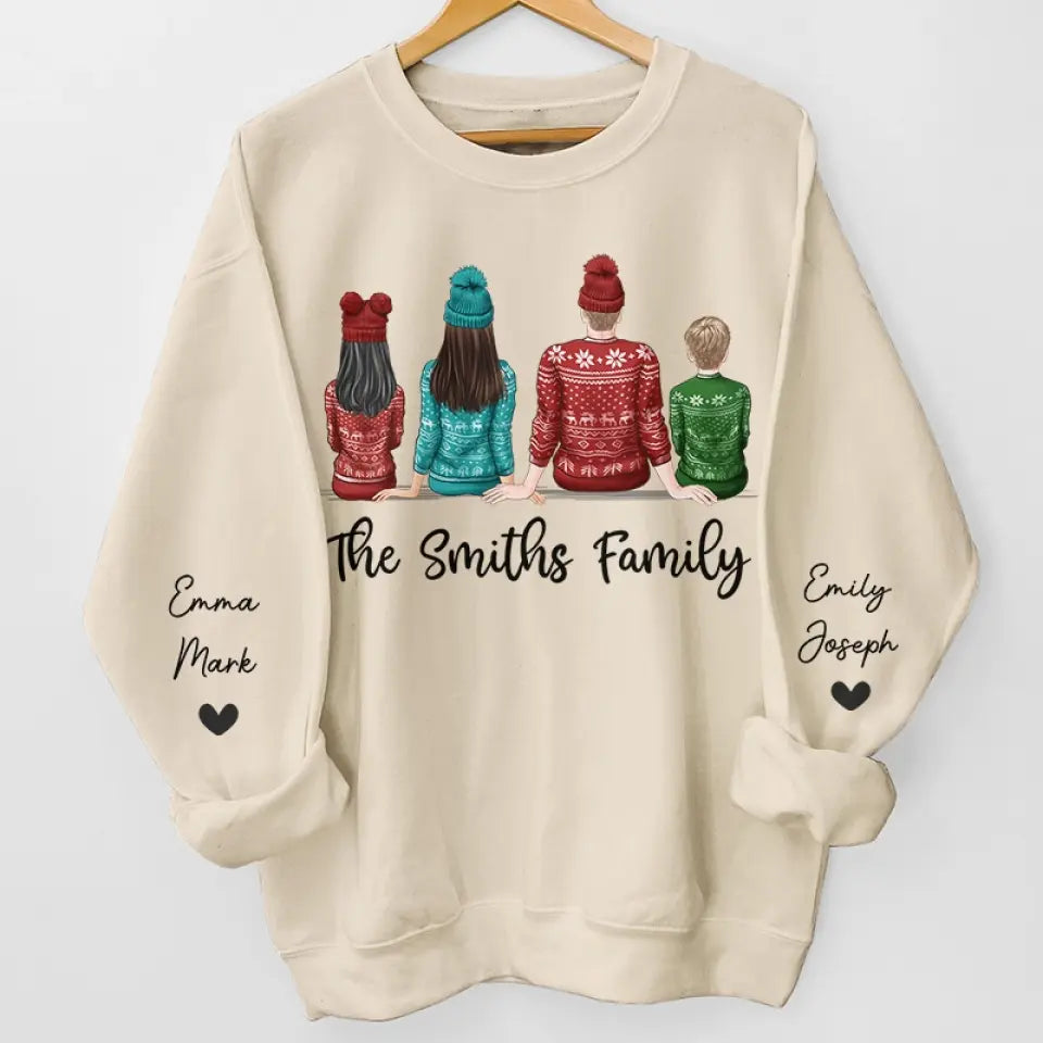 Christmas Crew - Family Personalized Custom Unisex Sweatshirt With Design On Sleeve - Christmas Gift For Family Members