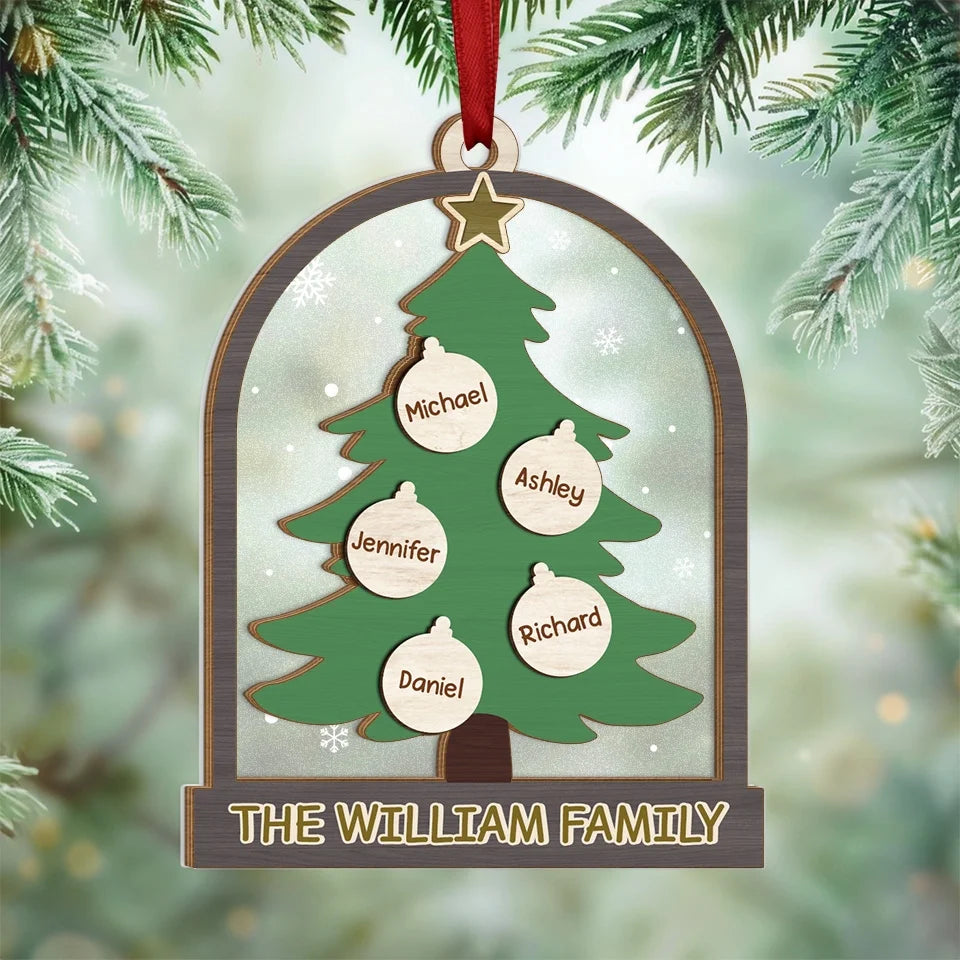 Christmas Is All About The Family! - Family Personalized Custom Wood & Acrylic Ornament - Christmas Gift For Family Members