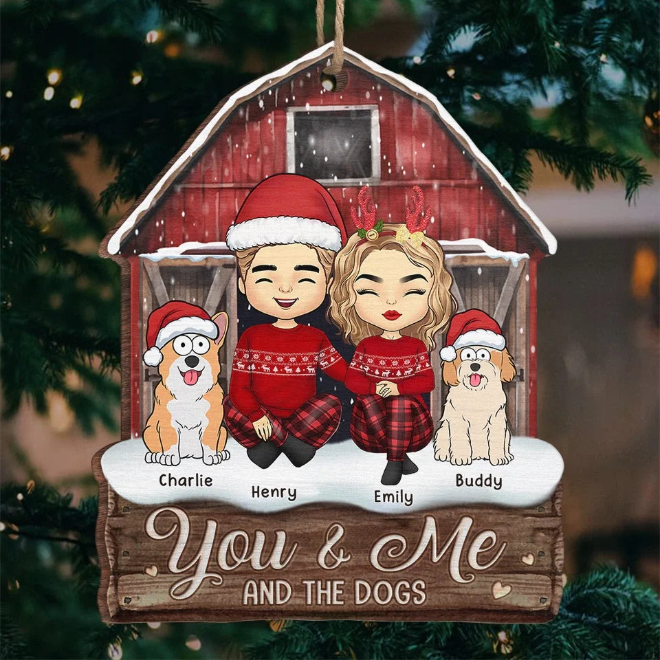 Christmas Shines Brighter With You - Dog & Cat Personalized Custom Ornament - Wood Custom Shaped - Christmas Gift For Husband Wife, Anniversary, Pet Owners, Pet Lovers