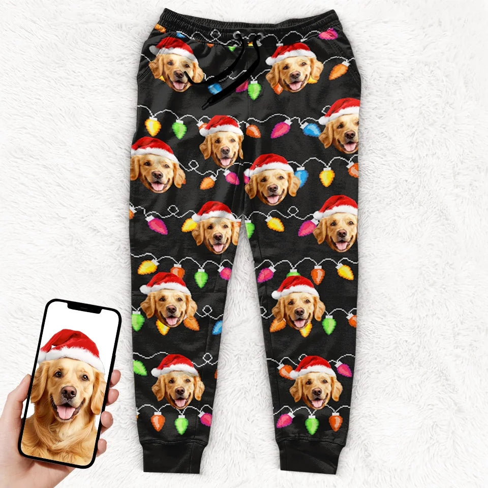 Custom Photo Furry Kisses And Christmas Wishes - Dog & Cat Personalized Custom Unisex Sweatpants - Christmas Gift For Pet Owners, Pet Lovers