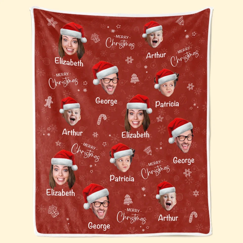 Custom Photo Joy Of Christmas Is Family - Family Personalized Custom Blanket - Christmas Gift For Family Members