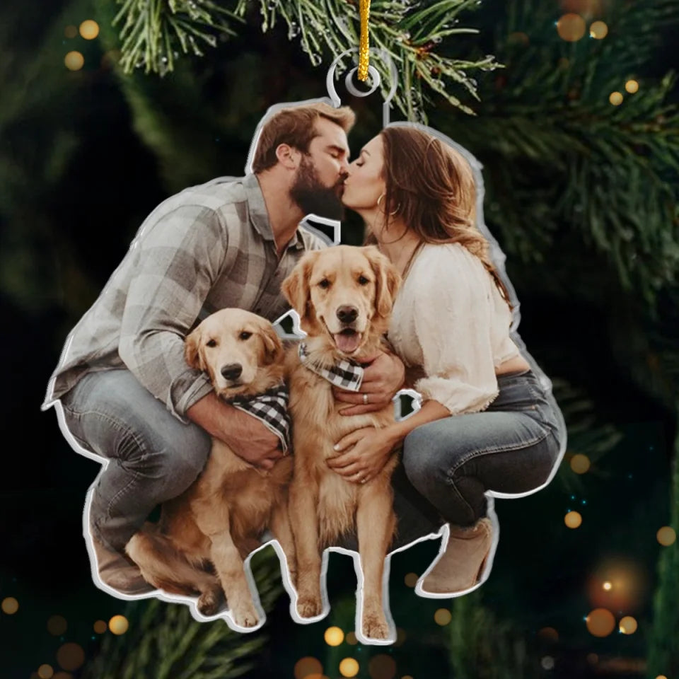 Custom Photo Let The Spirit Of Christmas Ever Warm Our Hearts  - Couple Personalized Custom Ornament - Acrylic Custom Shaped - Christmas Gift For Husband Wife, Anniversary, Pet Owners, Pet Lovers