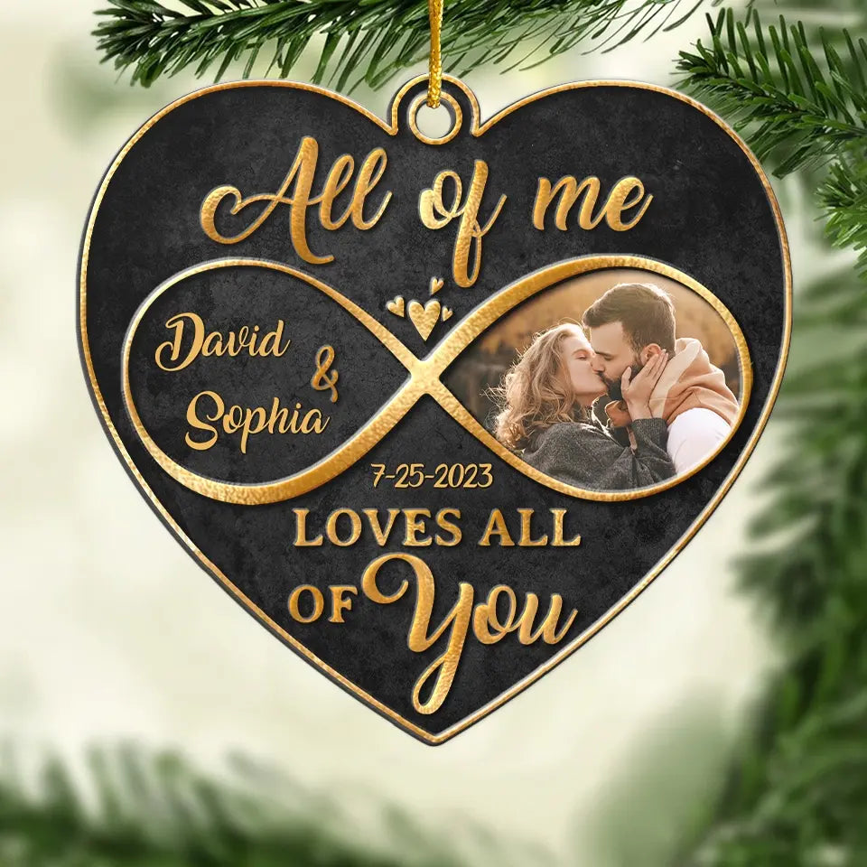 Custom Photo Love Is The Beauty Of The Soul - Couple Personalized Custom Ornament - Metal Custom Shaped - Christmas Gift For Husband Wife, Anniversary