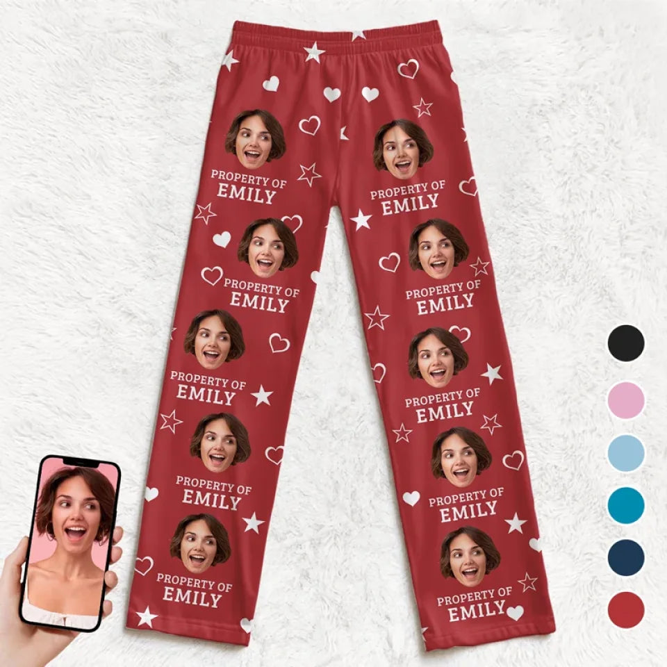 Custom Photo Love Is The Property Of Those Who Cherish It - Couple Personalized Custom Pajama Pants - Christmas Gift For Husband Wife, Anniversary