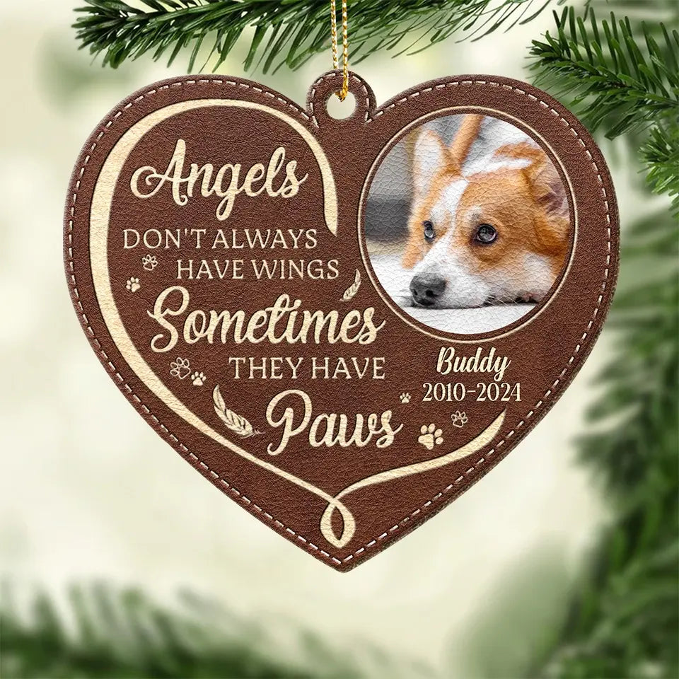 Custom Photo Run Free, Dear Friend - Memorial Personalized Custom Leather Ornament - Sympathy Gift, Christmas Gift For Pet Owners, Pet Lovers