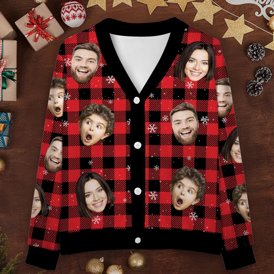 Custom Photo Season's Greetings - Family Personalized Custom Ugly Christmas Cardigan - Christmas Gift For Family Members