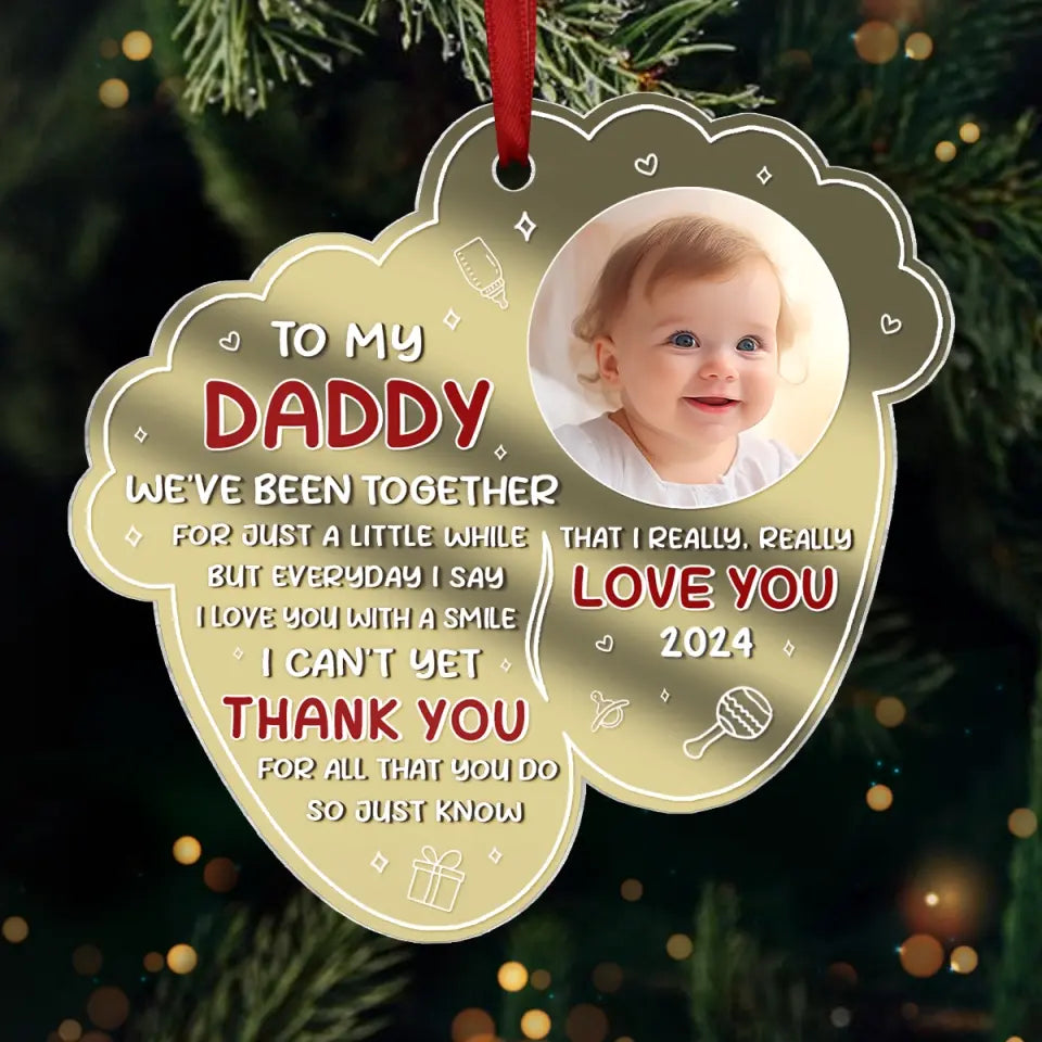 Custom Photo Thank You For All That You Do - Family Personalized Custom Mirrored Acrylic Ornament - Christmas Gift For Baby Kids, Newborn Baby