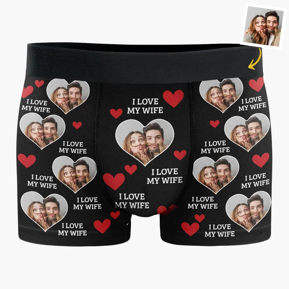 Custom Photo With Your Smile Everything Feels Possible - Couple Personalized Custom Boxer Briefs, Men's Boxers - Gift For Husband Wife, Anniversary