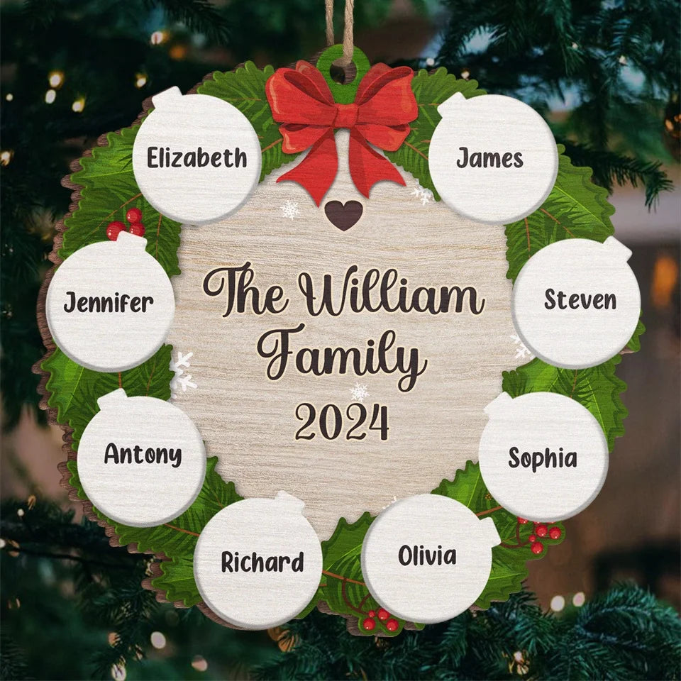 Family Is The Greatest Christmas Gift - Family Personalized Custom Ornament - Wood Custom Shaped - Christmas Gift For Family Members