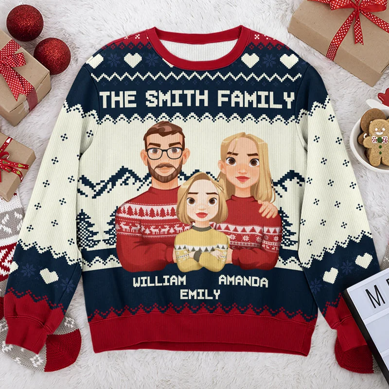 Family Is The Greatest Christmas Gift - Family Personalized Custom Ugly Sweatshirt - Unisex Wool Jumper - Christmas Gift For Family Members