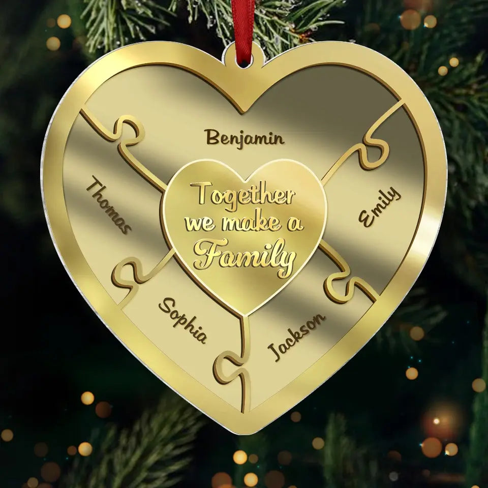 Family Is The Heartbeat Of The Home - Family Personalized Custom Mirrored Acrylic Ornament - Christmas Gift For Family Members