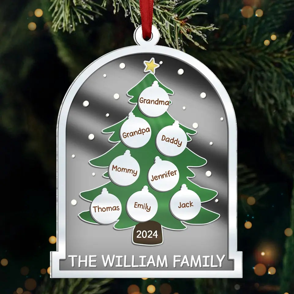 For Christmas, All I Want Is To Be With My Family - Family Personalized Custom Mirrored Acrylic Ornament - Christmas Gift For Family Members