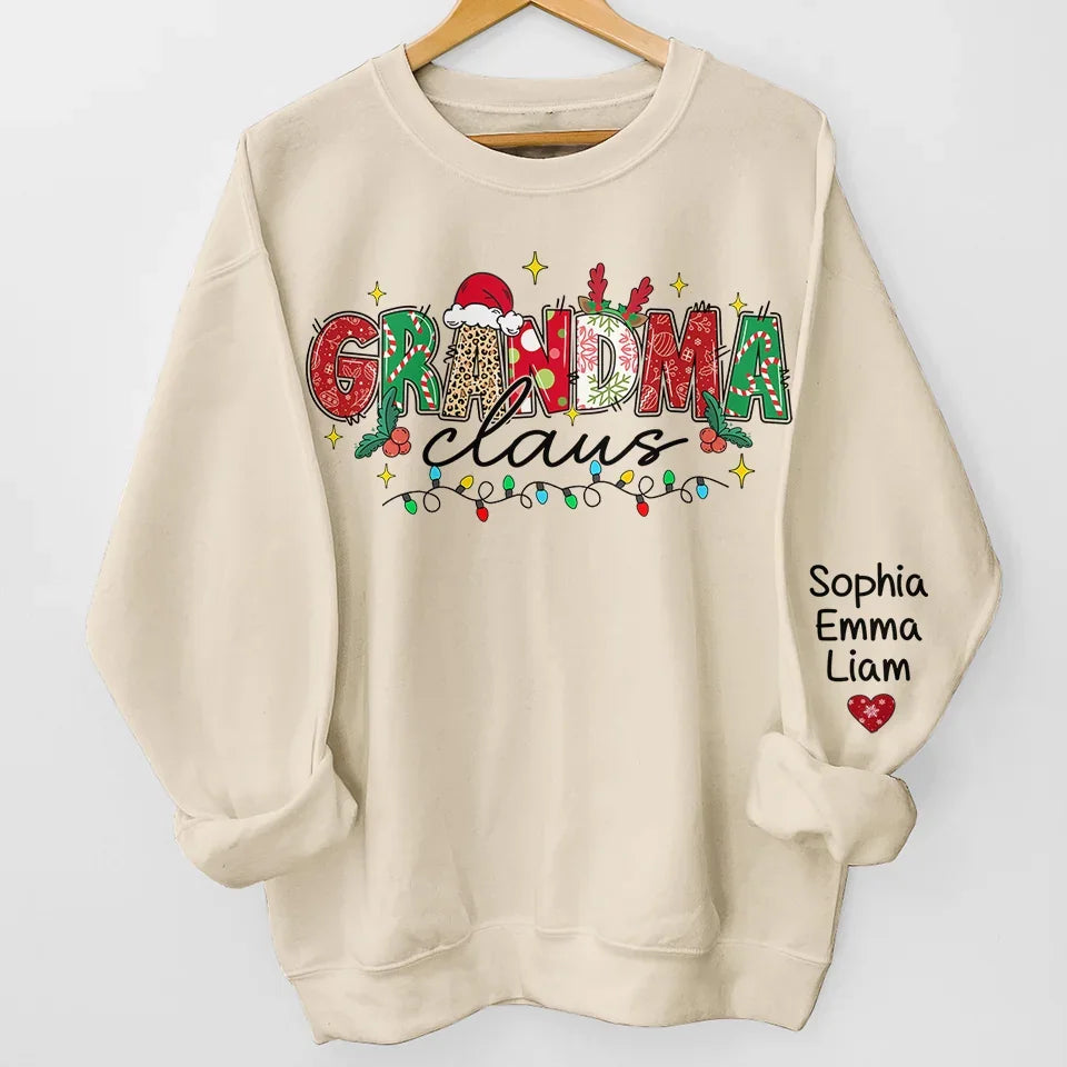 Grandma’s Love Fills Christmas With Joy - Family Personalized Custom Unisex Sweatshirt With Design On Sleeve - Christmas Gift For Mom, Grandma