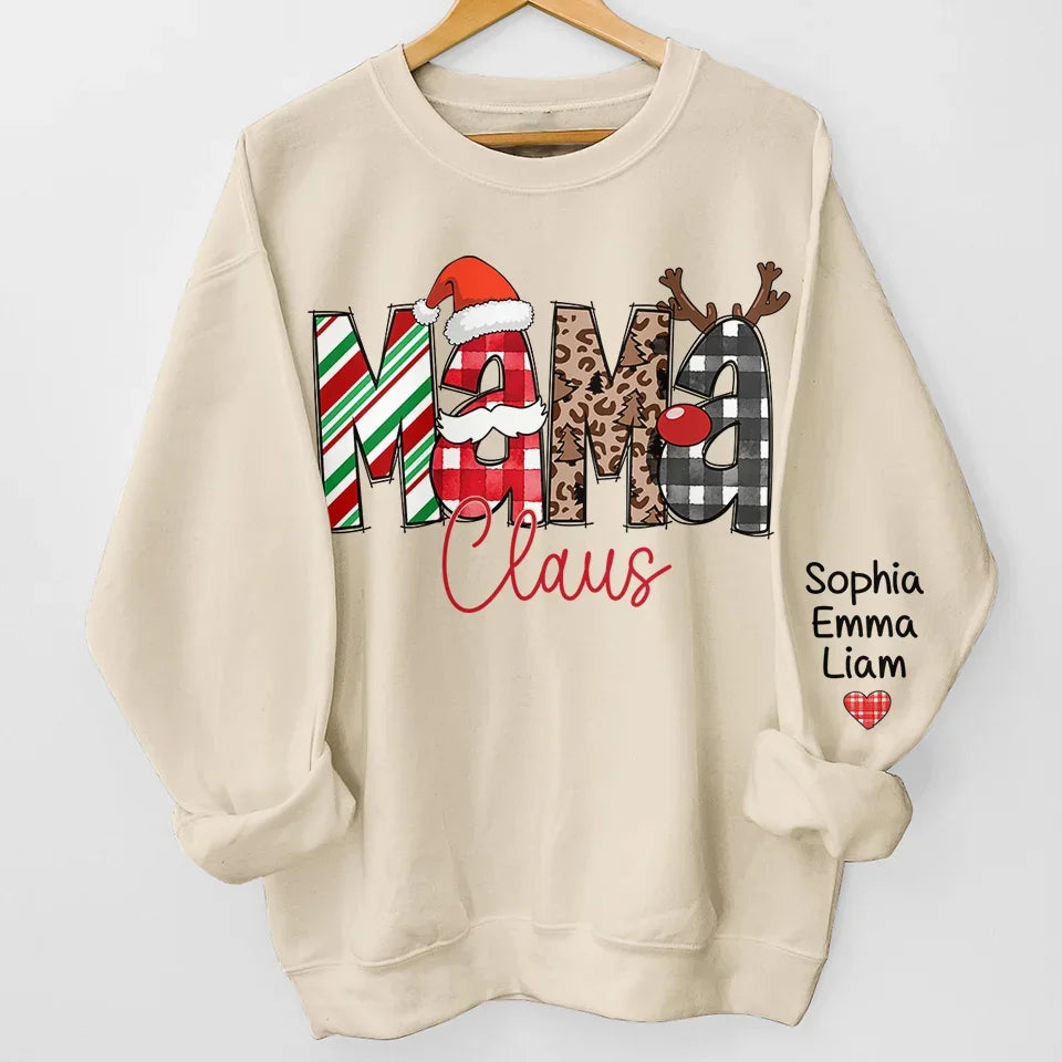 Grandma’s Love Shines Brightest At Christmas		- Family Personalized Custom Unisex Sweatshirt With Design On Sleeve - Christmas Gift For Mom, Grandma