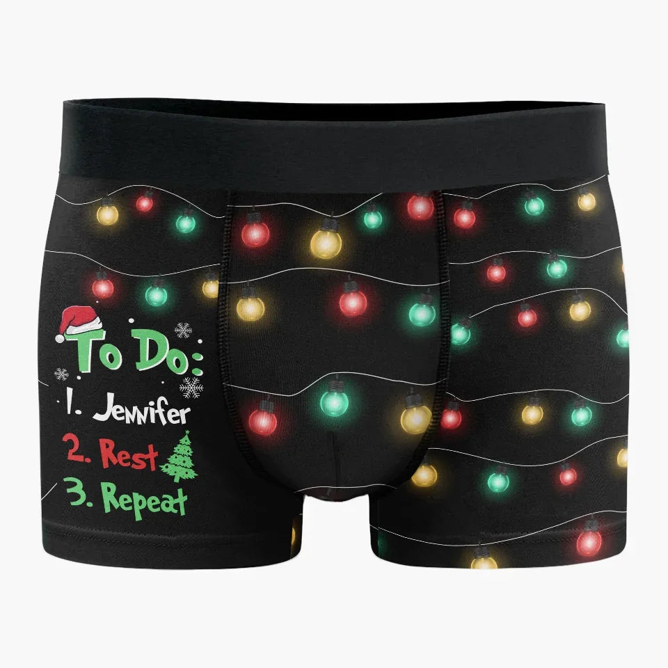 Grinch To Do List - Funny Personalized Custom Boxer Briefs, Men's Boxers - Christmas Gift For Boyfriend, Husband, Anniversary