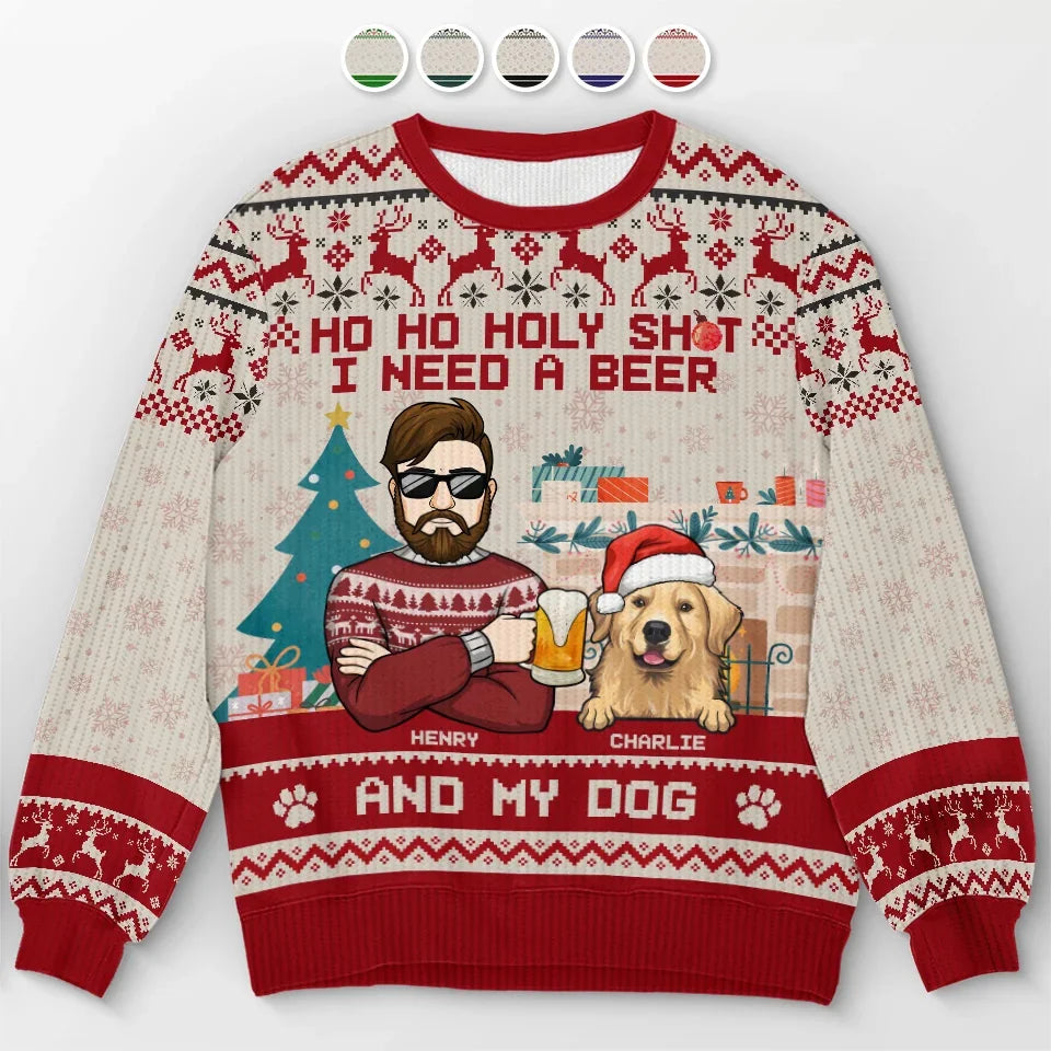 I Just Want To Drink Beer And Cuddle My Pet - Dog & Cat Personalized Custom Ugly Sweatshirt - Unisex Wool Jumper - Christmas Gift For Pet Owners, Pet Lovers