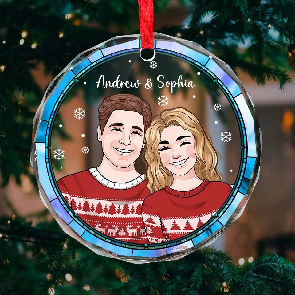 I Love You Even More Than Christmas - Couple Personalized Custom Circle Glass Ornament - Christmas Gift For Husband Wife, Anniversary