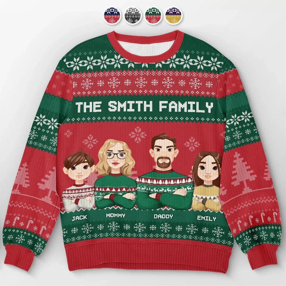 It's The Most Beautiful Time Of The Year - Family Personalized Custom Ugly Sweatshirt - Unisex Wool Jumper - Christmas Gift For Family Members