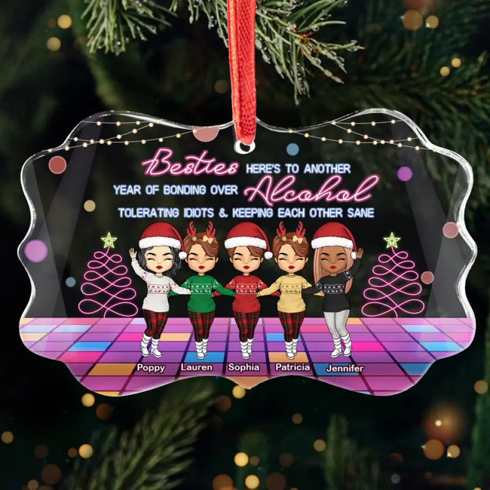 Keeping Each Other Sane - Bestie Personalized Custom Benelux Glass Ornament - Christmas Gift For Best Friends, BFF, Sisters