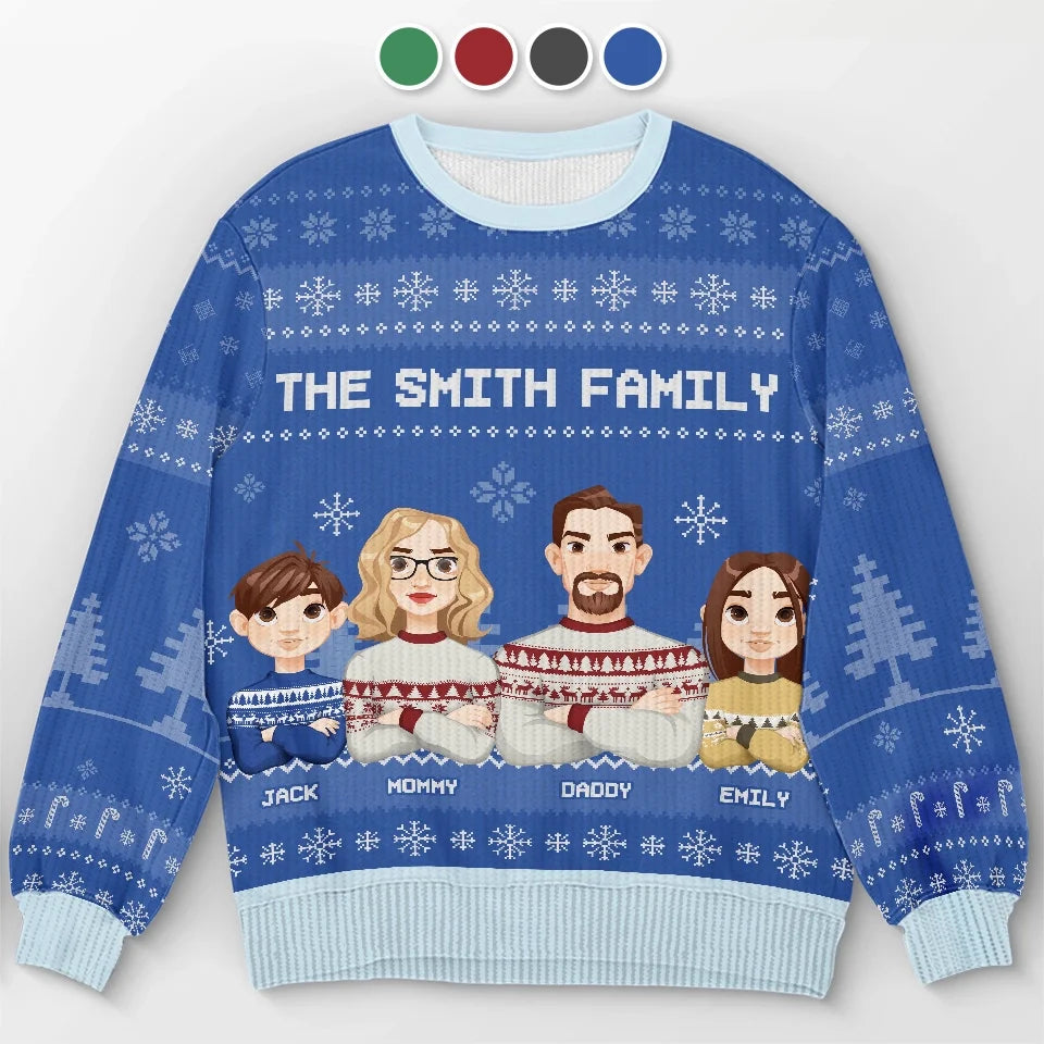 Lights Fill The Streets Spreading So Much Cheer - Family Personalized Custom Ugly Sweatshirt - Unisex Wool Jumper - Christmas Gift For Family Members