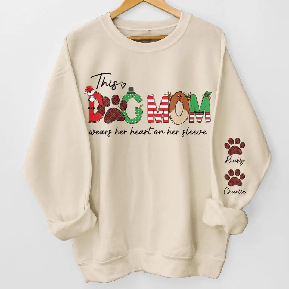 Love, Fur, And Holiday Cheer - Dog & Cat Personalized Custom Unisex Sweatshirt With Design On Sleeve - Christmas Gift For Pet Owners, Pet Lovers