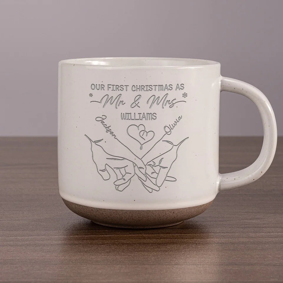 Love Is The Greatest Gift Of All - Couple Personalized Custom Pottery Mug - Christmas Gift For Husband Wife, Anniversary, First Christmas