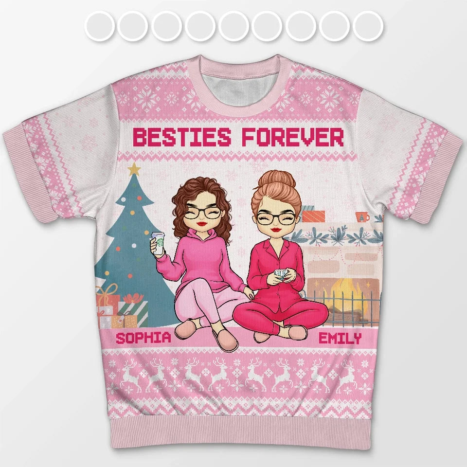 May All Your Days Be Merry And Bright - Bestie Personalized Custom All Over Print Adult Short Sleeve Sweater - Christmas Gift For Best Friends, BFF, Sisters