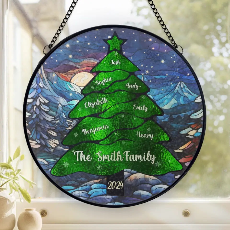 Merry Everything And Happy Always - Family Personalized Custom Stained Glass Window Hanging Suncatcher - Christmas Gift For Family Members