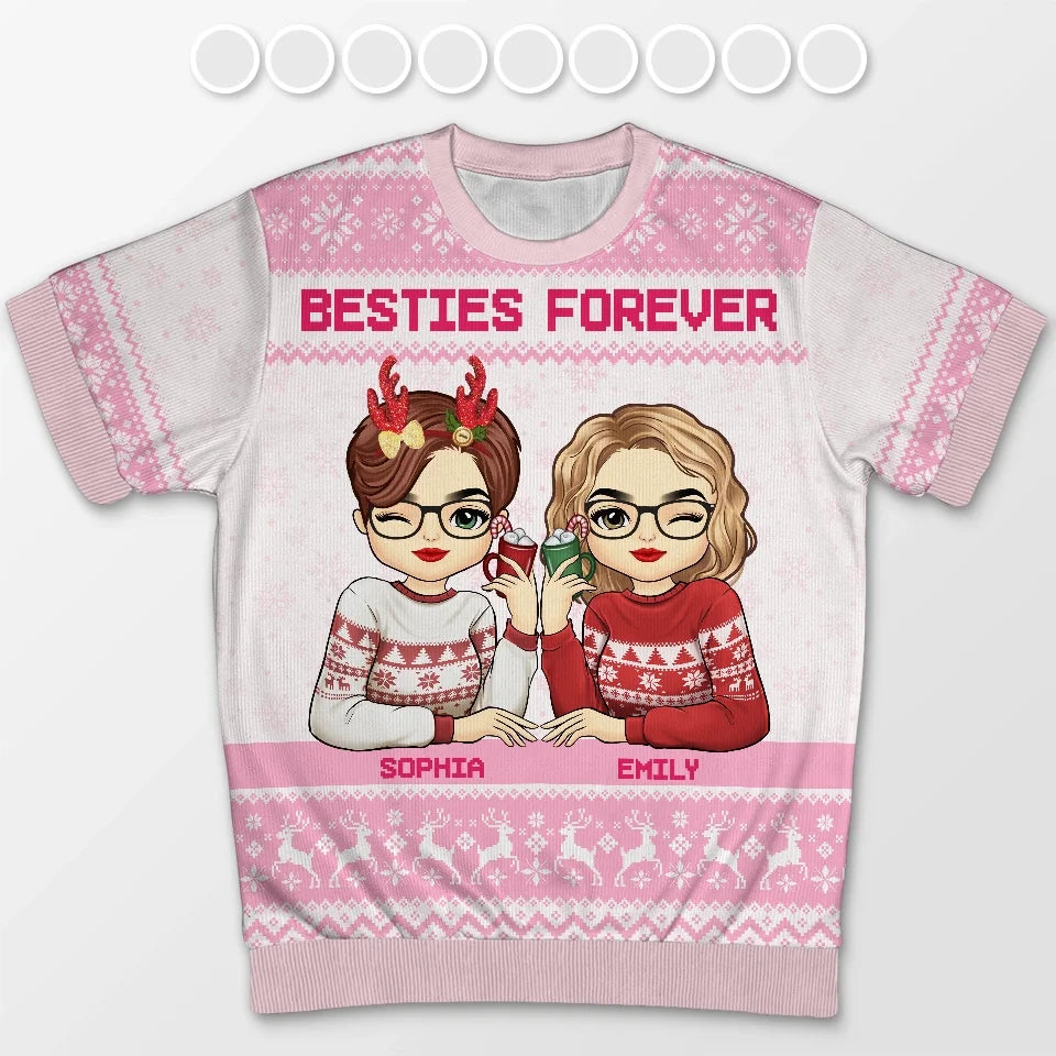 Nothing Could Ever Replace My Best Friend - Bestie Personalized Custom All Over Print Adult Short Sleeve Sweater - Christmas Gift For Best Friends, BFF, Sisters