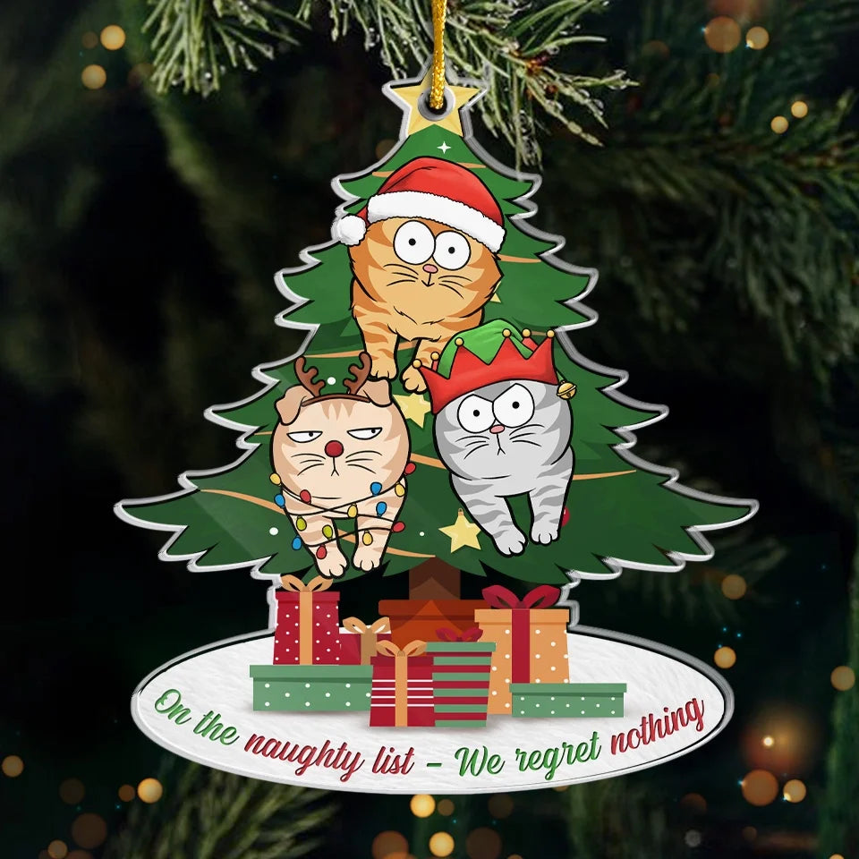 On The Naughty List With This Cattitude - Cat Personalized Custom Ornament - Acrylic Custom Shaped - Christmas Gift For Pet Owners, Pet Lovers