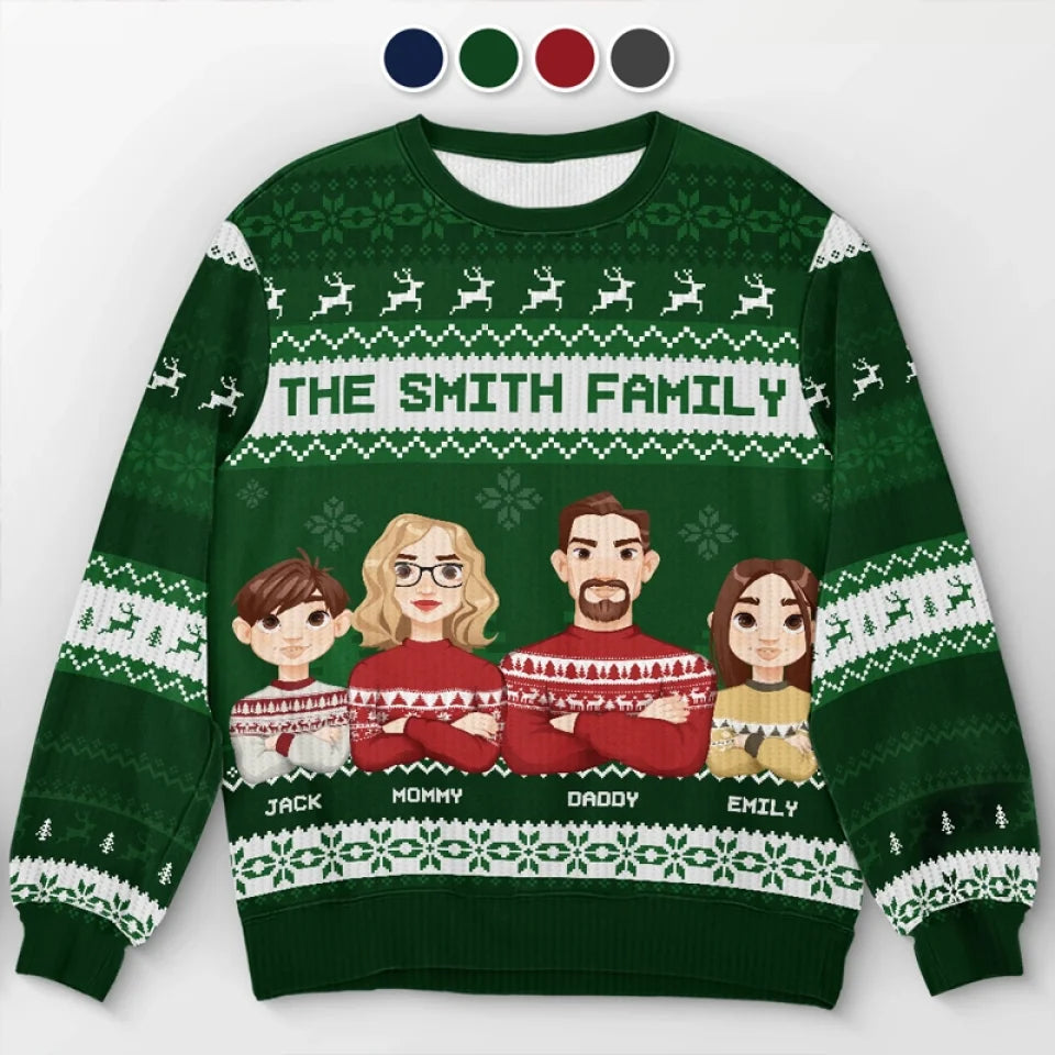 Our Family’s Love Shines Brightest At Christmas - Family Personalized Custom Ugly Sweatshirt - Unisex Wool Jumper - Christmas Gift For Family Members