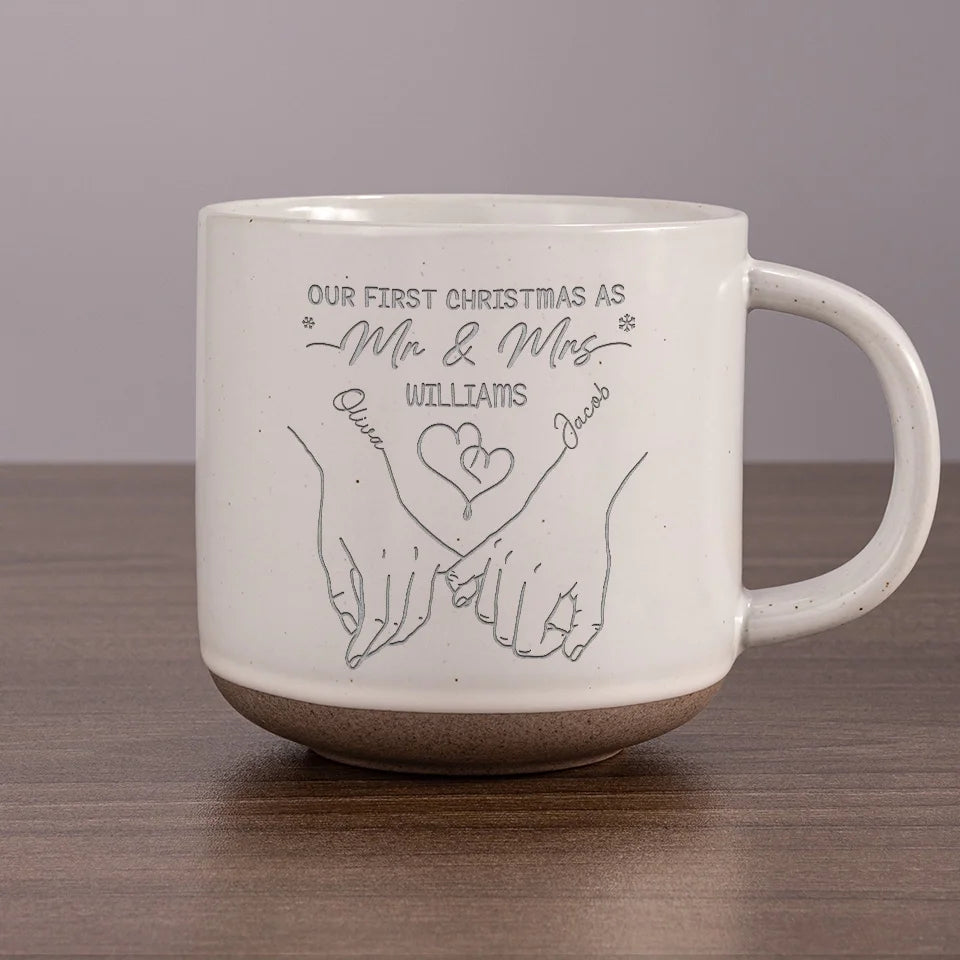 Our First Christmas - Couple Personalized Custom Pottery Mug - Christmas Gift For Husband Wife, Anniversary, First Christmas