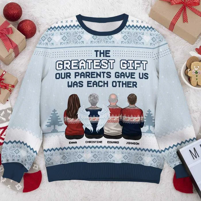 Our Siblings Are The Greatest Gifts - Family Personalized Custom Ugly Sweatshirt - Unisex Wool Jumper - Christmas Gift For Siblings, Brothers, Sisters