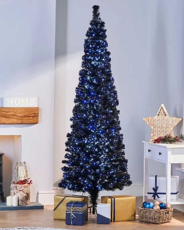 Pre-Lit Fibre Optic Slim Black Christmas Tree, 5 ft