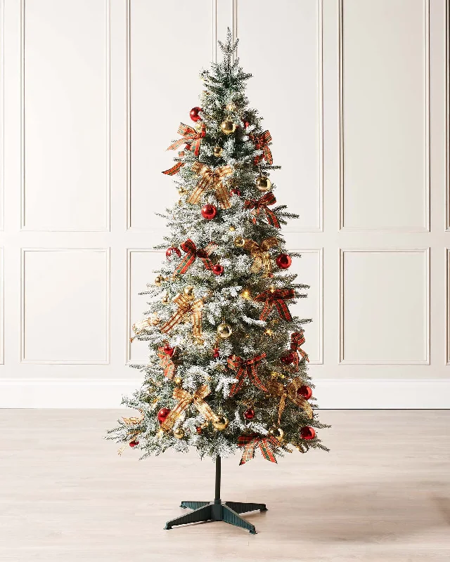 Pre-Lit Pop-Up Decorated Christmas Tree, Red/Gold, 6 ft