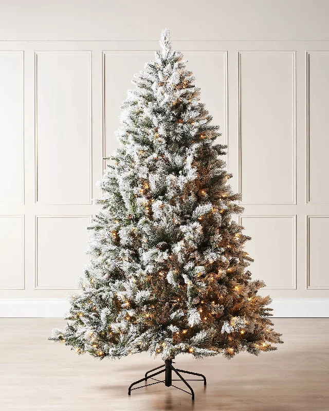 Pre-Lit Snow Flocked Mixed Pine Christmas Tree, 5 ft