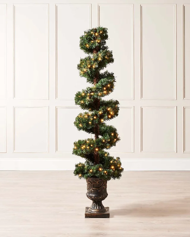 Pre-Lit Spiral Potted Christmas Tree, 6 ft