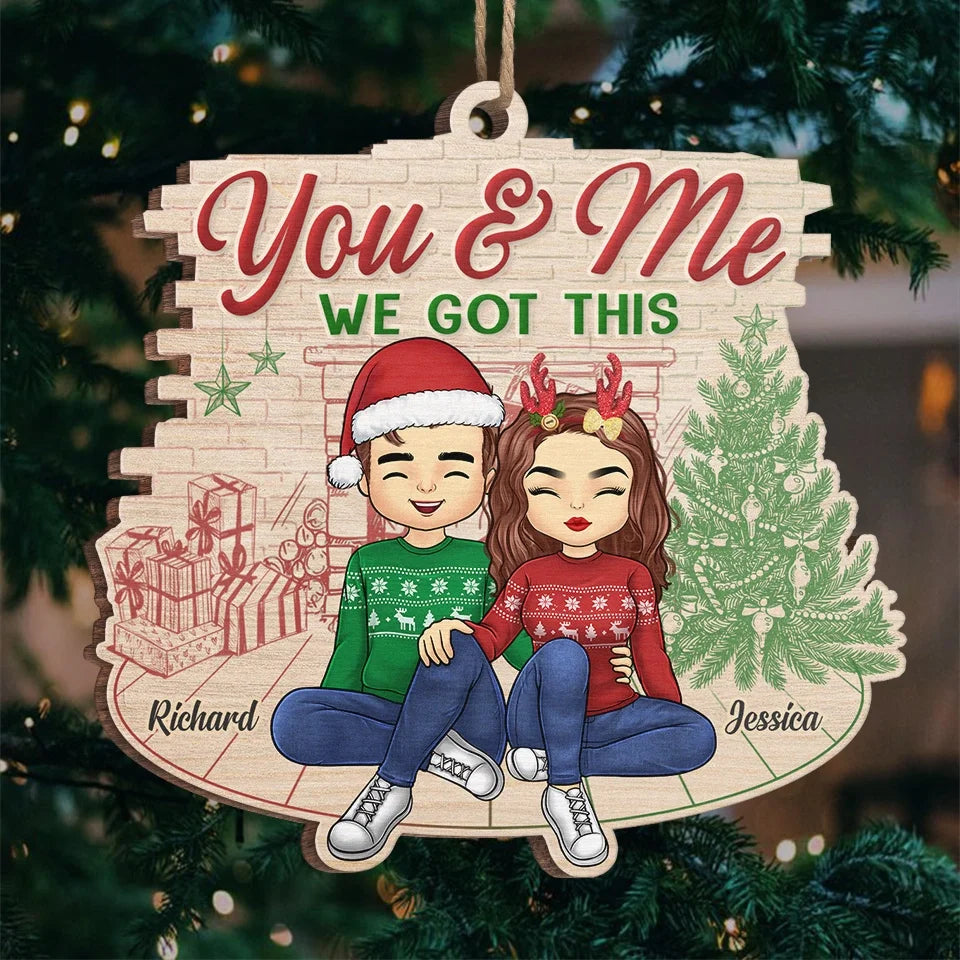 Santa Brought Me A Christmas Angel, And It Was You - Couple Personalized Custom Ornament - Wood Custom Shaped - Christmas Gift For Husband Wife, Anniversary