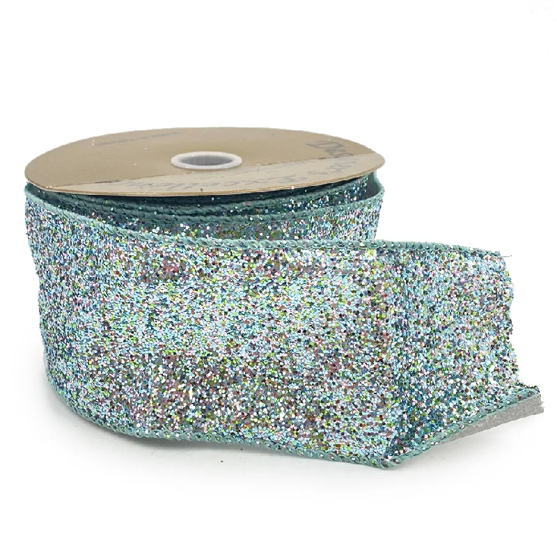 Satin Confetti Glitter Ribbon - Green/Multi