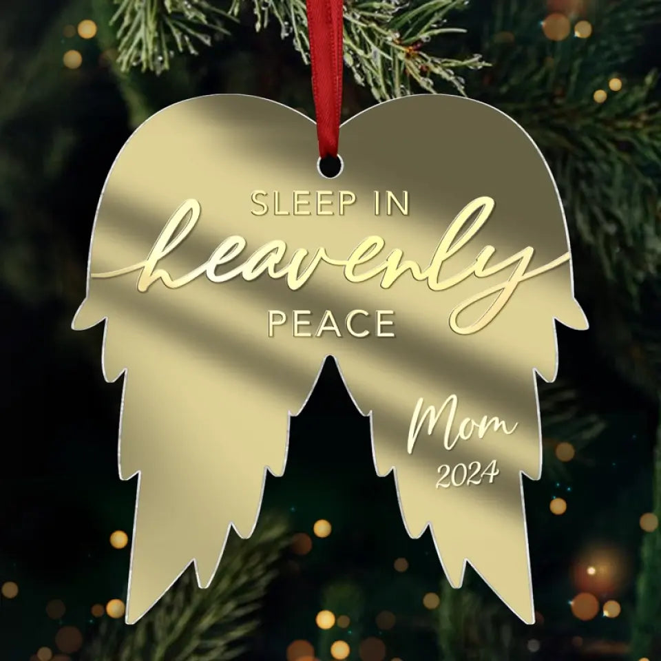 Sleep In Heavenly Peace - Memorial Personalized Custom Mirrored Acrylic Ornament - Sympathy Gift, Christmas Gift For Family Members