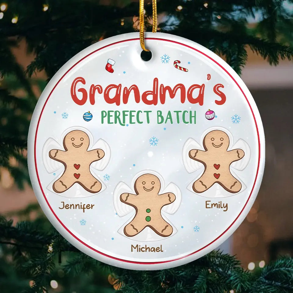 Spreading Gingerbread Joy - Family Personalized Custom Ornament - Ceramic Round Shaped - Christmas Gift For Mom, Grandma