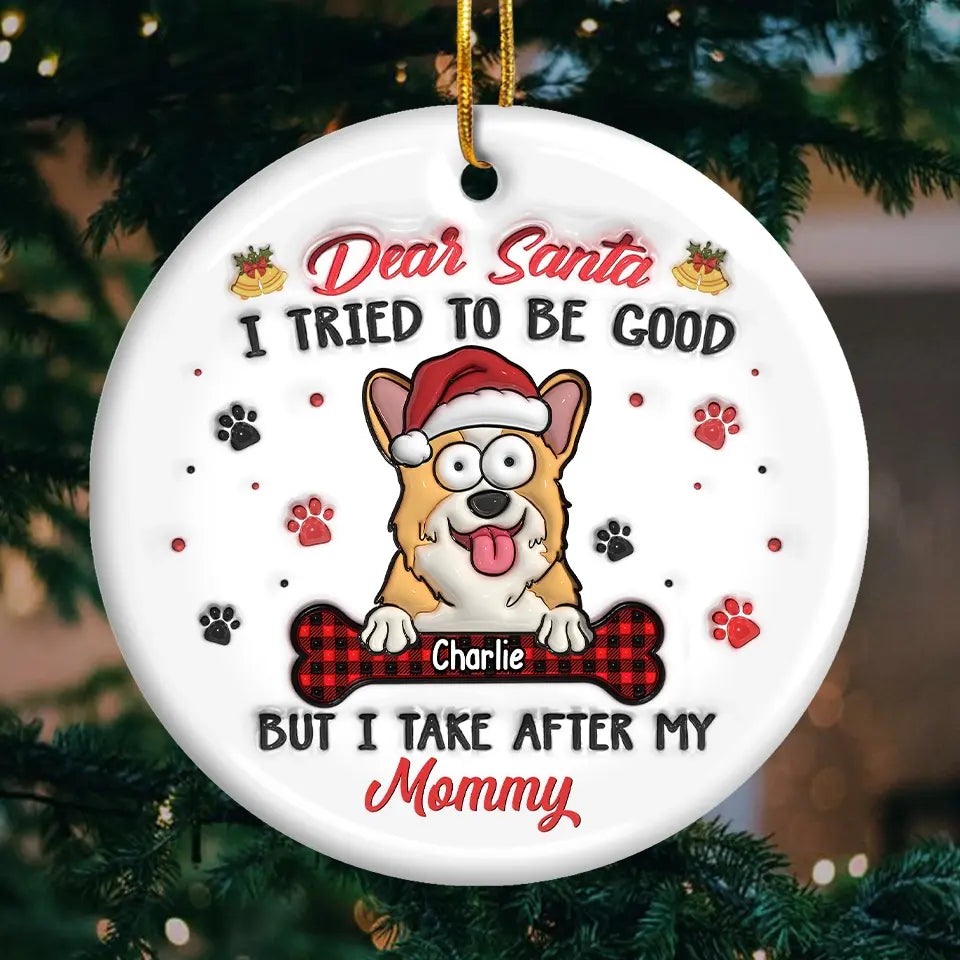 The Best Christmas Presents Come With Tails - Dog & Cat Personalized Custom 3D Inflated Effect Printed Ornament - Ceramic Round Shaped - Christmas Gift For Pet Owners, Pet Lovers