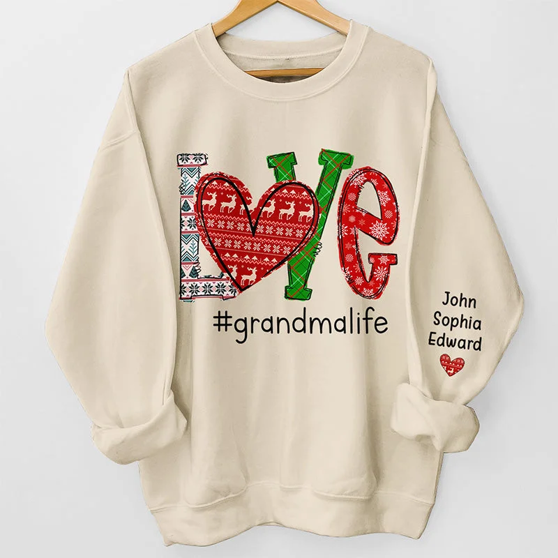 The Perfect Grandma - Family Personalized Custom Unisex Sweatshirt With Design On Sleeve - Christmas Gift For Mom, Grandma