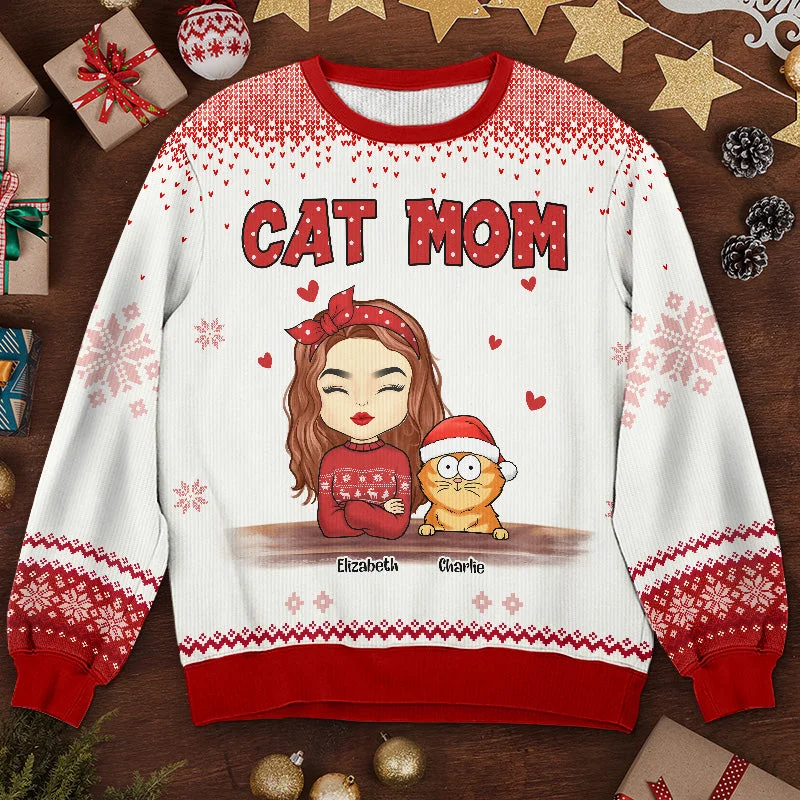 The Purrfect Cat Mom - Cat Personalized Custom Ugly Sweatshirt - Unisex Wool Jumper - Christmas Gift For Pet Owners, Pet Lovers