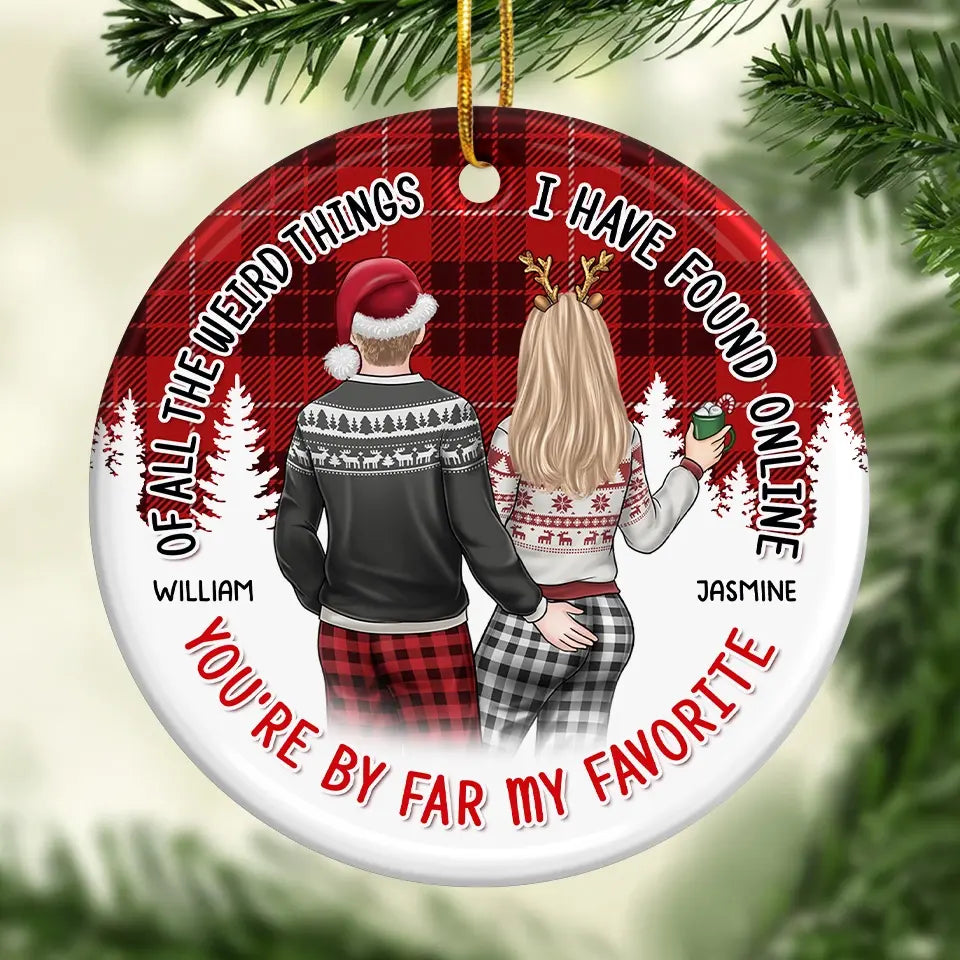 This Christmas, You're My Perfect Present - Couple Personalized Custom Ornament - Ceramic Round Shaped - Christmas Gift For Husband Wife, Anniversary