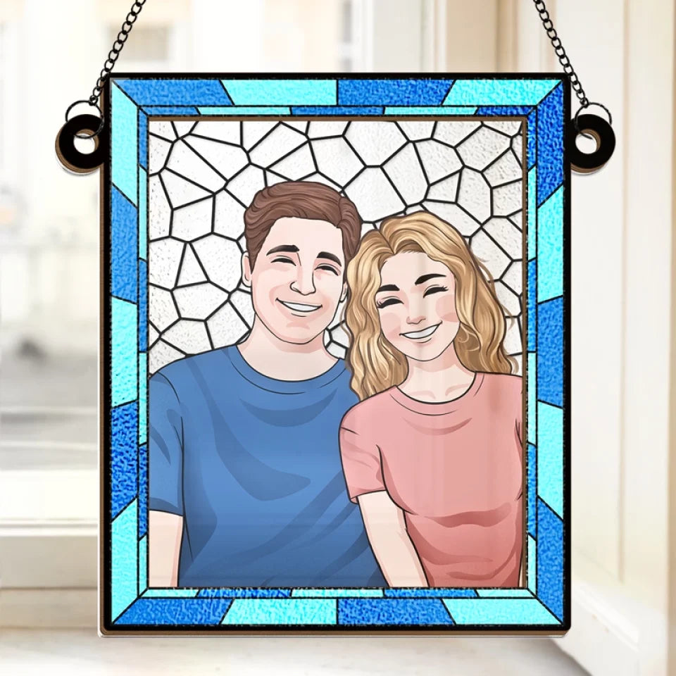 This Ornament Reflects The Love And Laughter We Share - Couple Personalized Window Hanging Suncatcher - Christmas Gift For Husband Wife, Anniversary