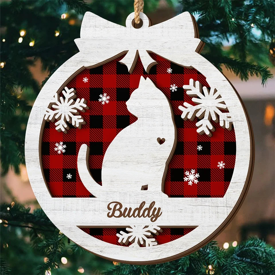 What A Greater Gift Than The Love Of A Cat - Memorial Personalized Custom Shaped 2 Layered Wood Christmas Ornament - Christmas Gift, Sympathy Gift For Pet Owners, Pet Lovers