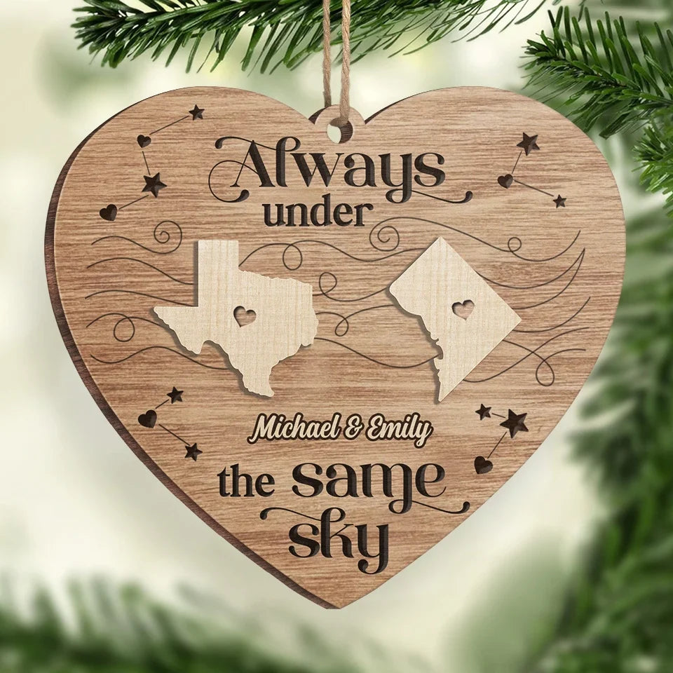 When You Are In Love The Miles Don't Matter - Couple Personalized Custom Ornament - Wood Custom Shaped - Christmas Gift For Husband Wife, Anniversary