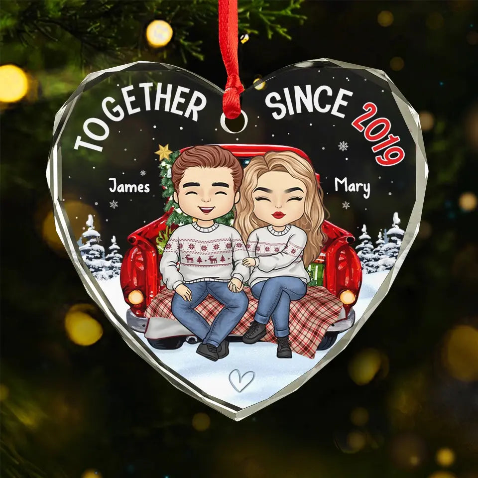 You And Me, We Got This - Couple Personalized Custom Heart Glass Ornament - Christmas Gift For Husband Wife, Anniversary